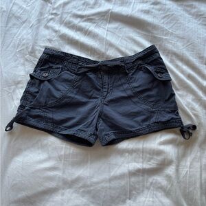 Women's Casual Cargo Drawstring Pocket Shorts - Blue Grey